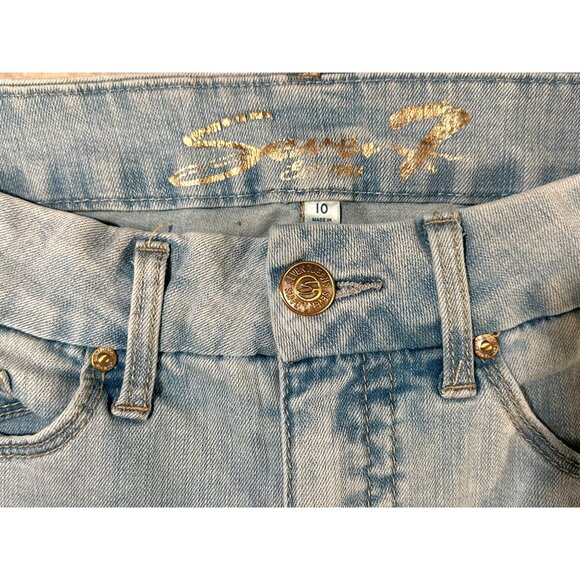 Seven7 Tummyless High Rise Skinny Jeans Light Wash Distressed Stretch Denim 10 - Picture 7 of 16